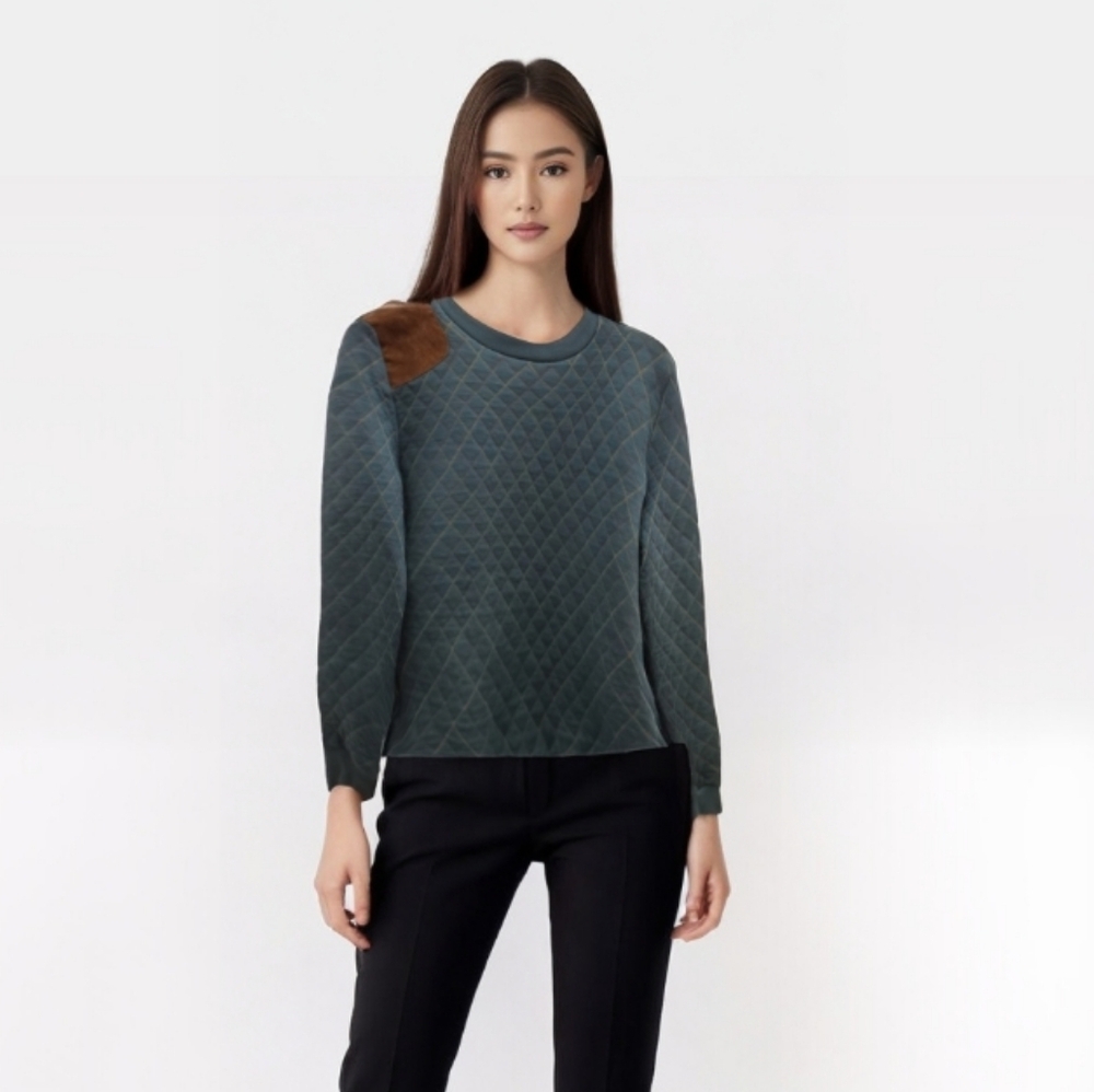 Topman Light Green Quilted Sweater - Styled as Women's Small